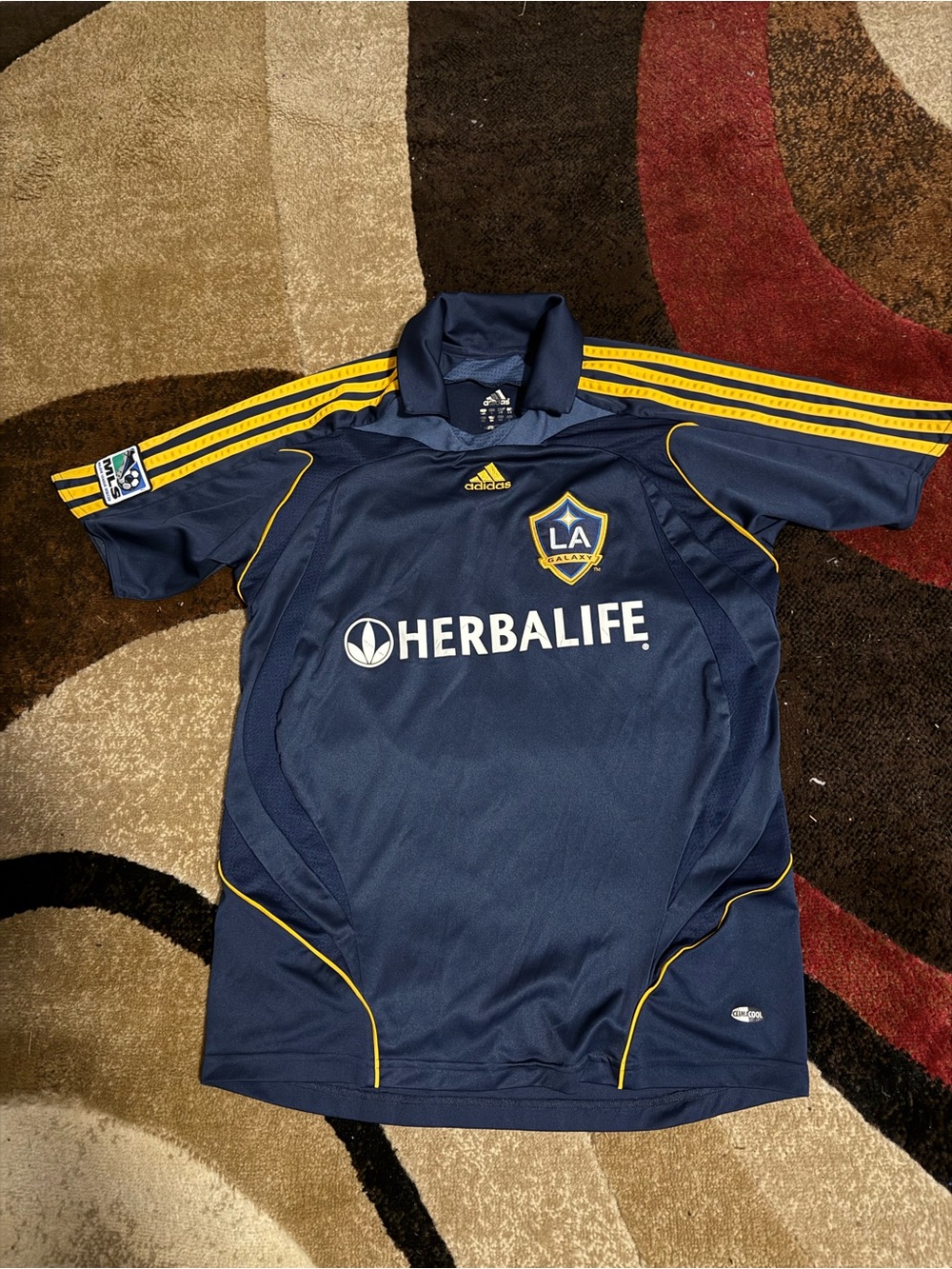 adidas LA Galaxy Navy and Yellow Team Jersey David Beckham size M